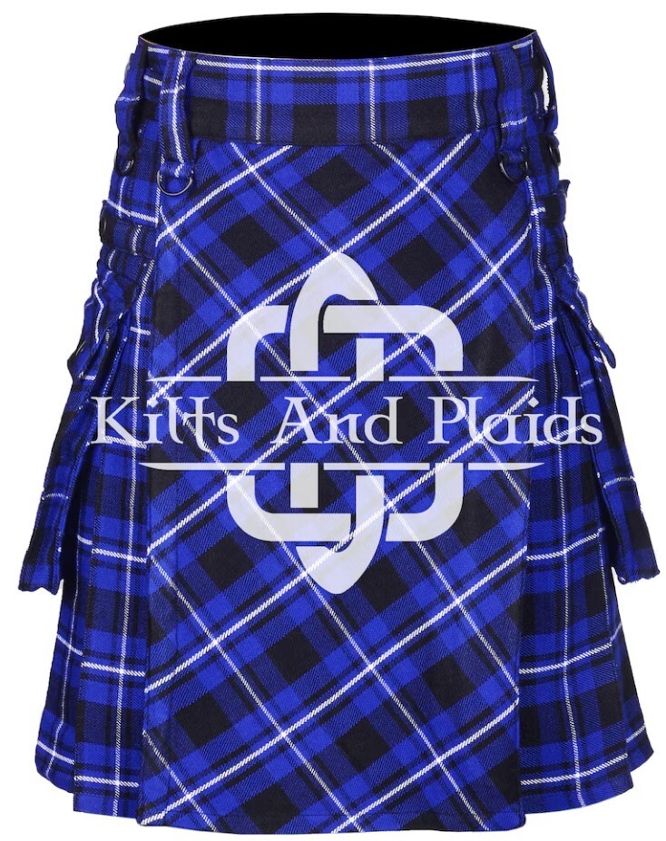 RAMSEY BLUE Tartan Scottish Bias Apron Tartan Utility Kilt Cross Apron Kilt