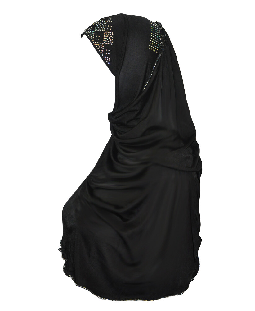 Black Draping with Embelishments 1 Piece Al Amira Hijab