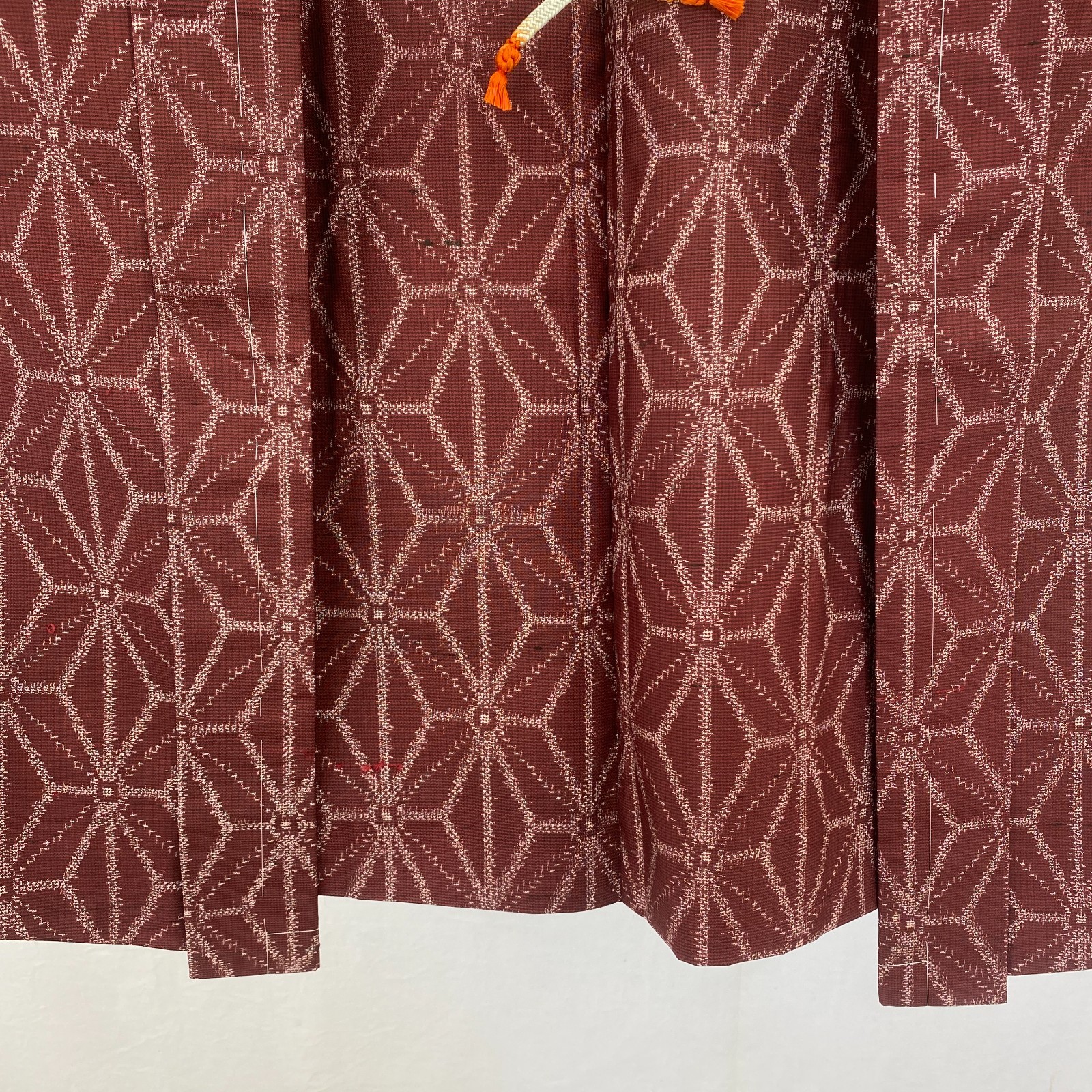Japanese Vintage Kimono Haori Jacket Silk Red Oshima Traditional Authentic 33 in