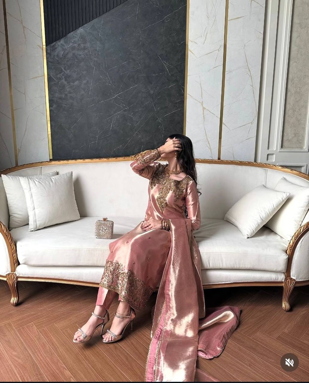Exclusive Pure Silk Peach Salwar Kameez With Dupatta For Women & Girls Wear