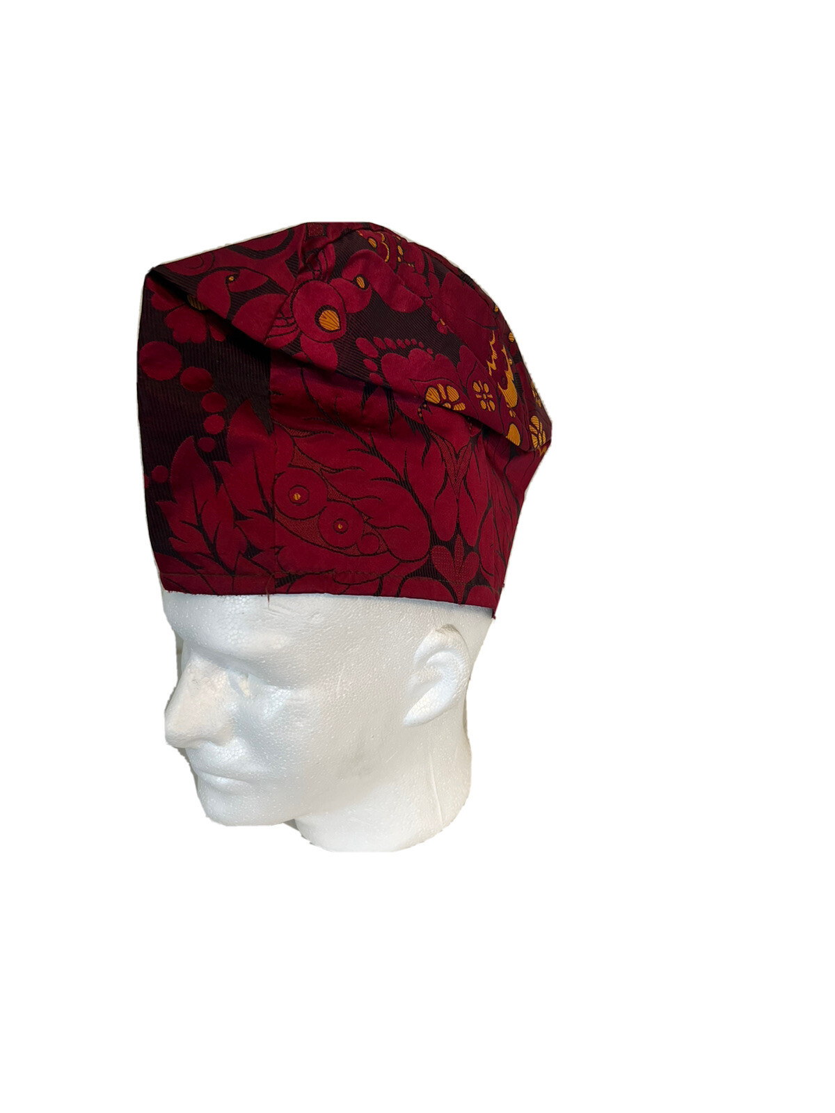 Men’s Red Handmade Afican Traditional Chieftaincy Hat. One Size.