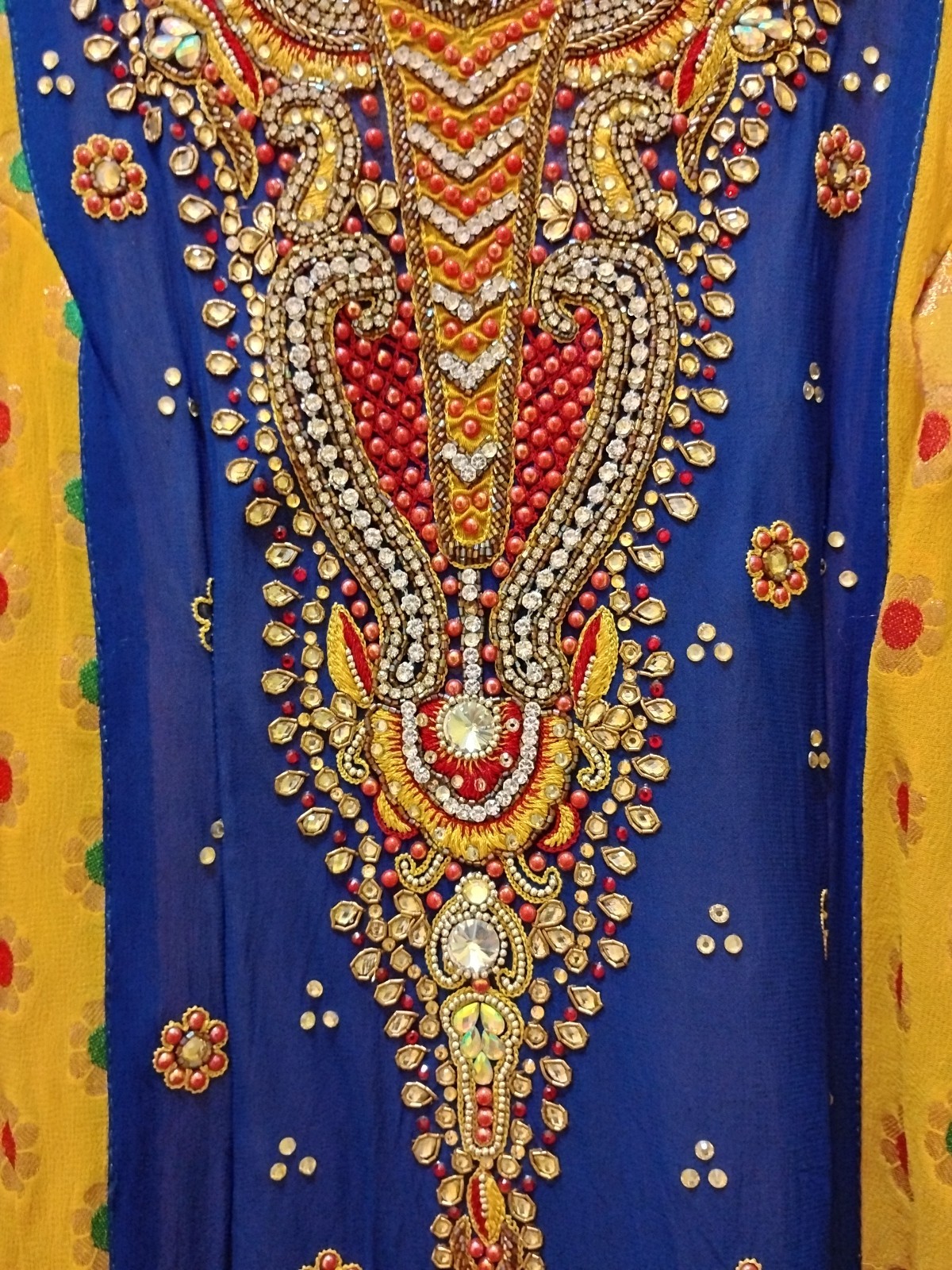 India Made Rhinestone Bead Embroider Saree Royal Colors ~ Going Out Of Business