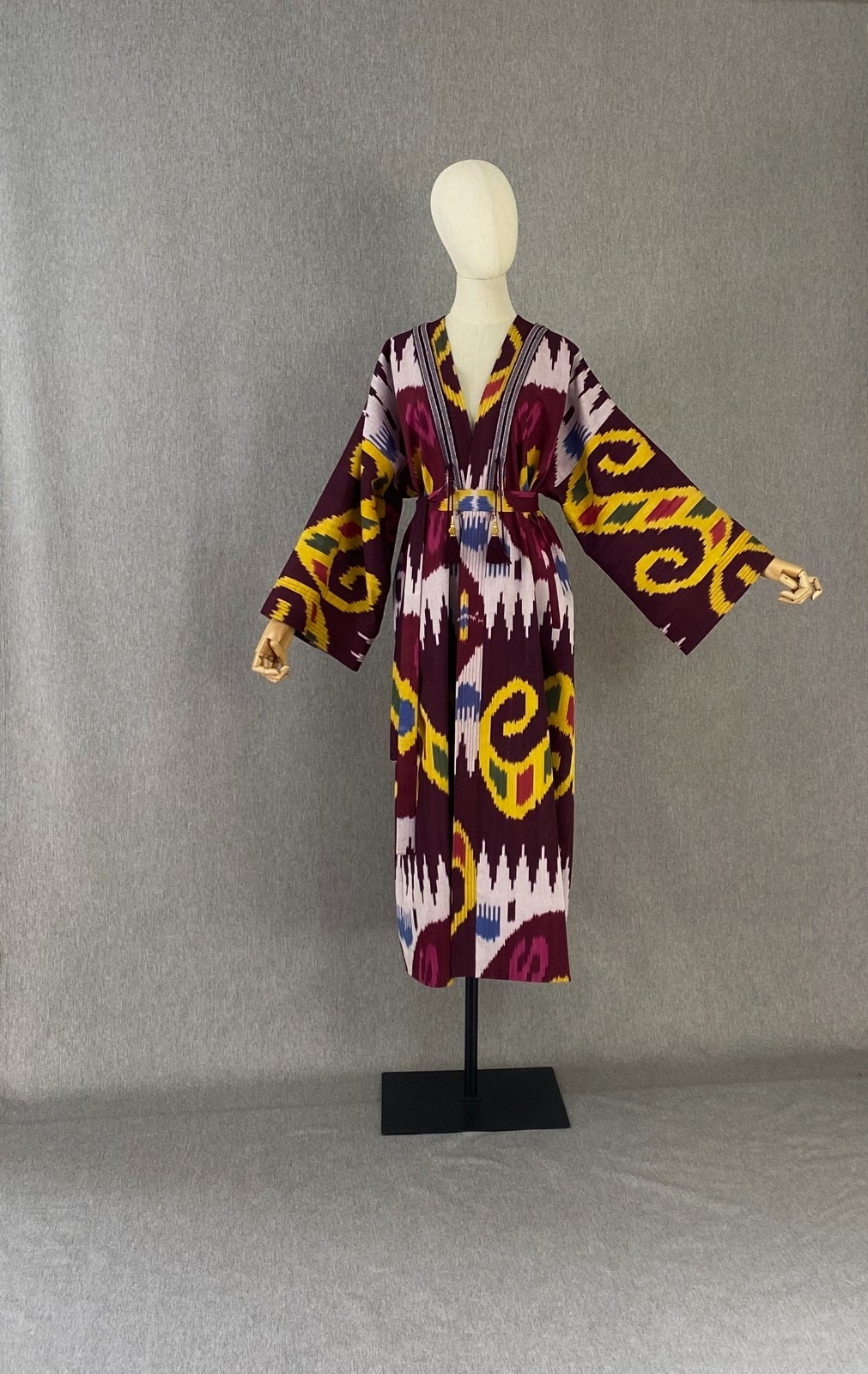 Uzbek Ikat Chapan Handmade Cotton Kimono Kaftan Boho Jacket Robe Festival Coat