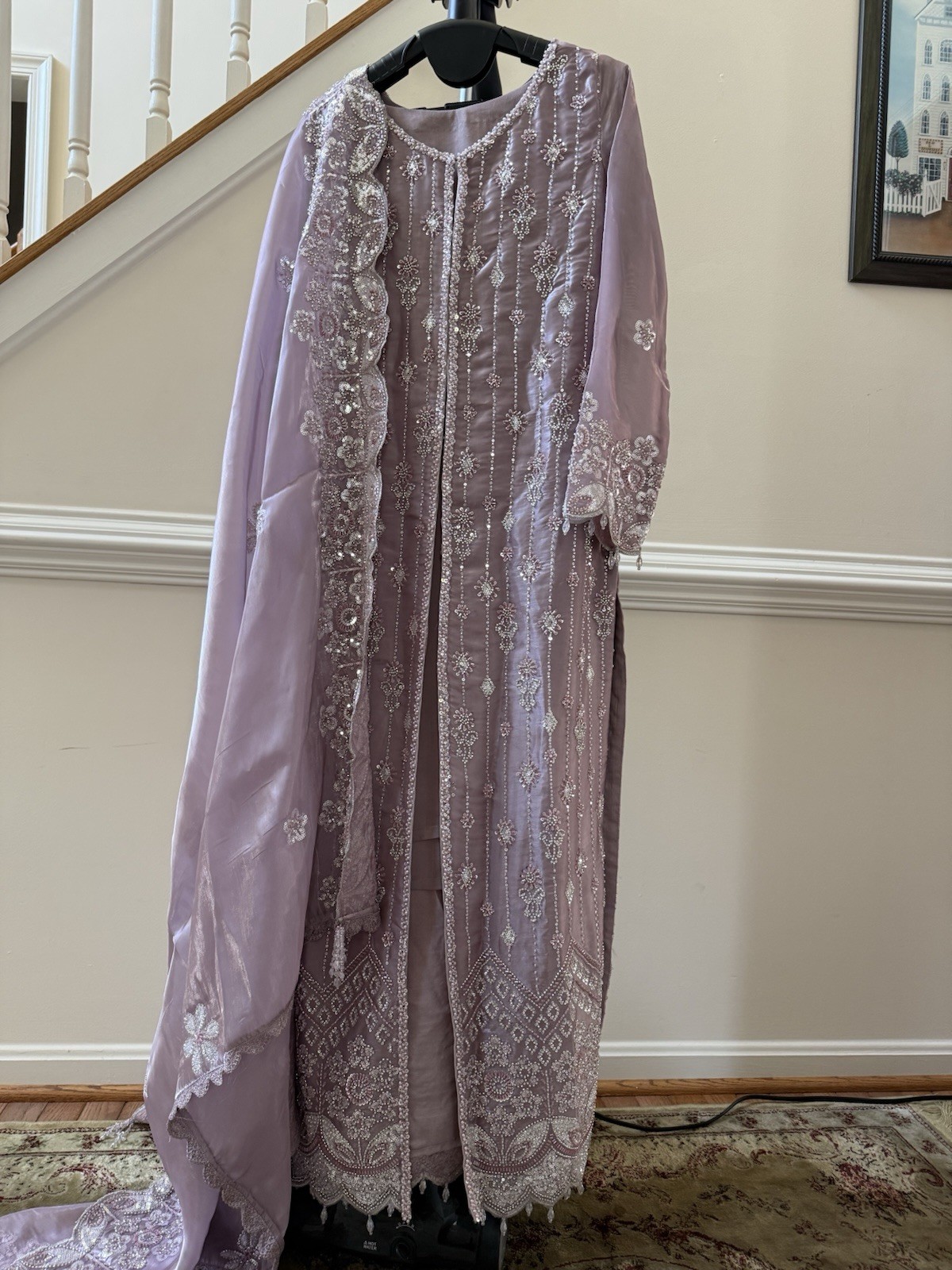 Pakistani/ Indian Designer Thread and Motif Formal Outfit 3-Piece