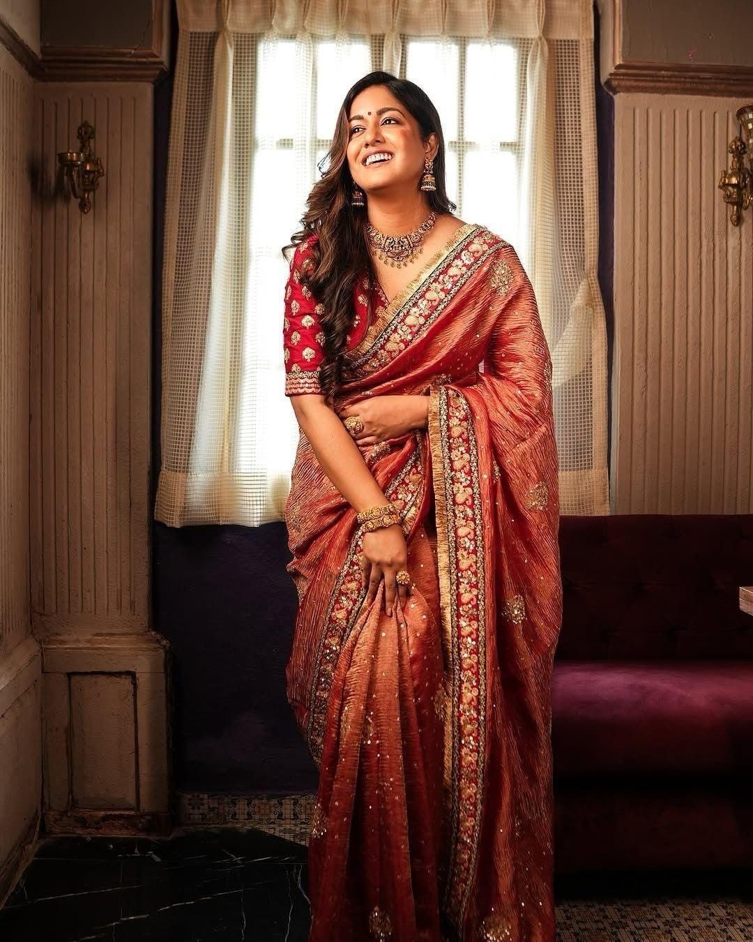 Beautiful Party Wear Pink Lichi Silk Saree soft crush With Blouse For Women