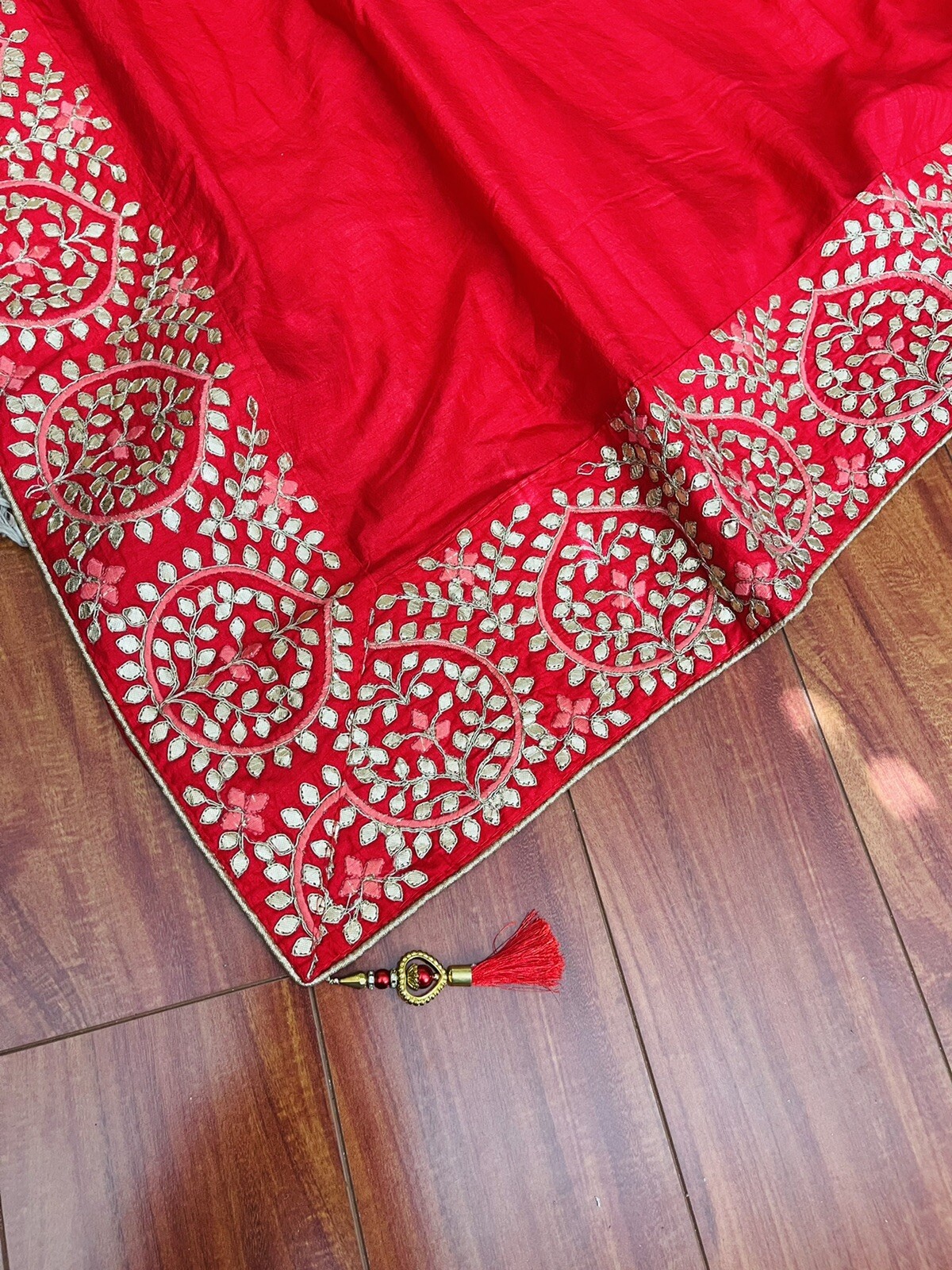 New Silk Gota Patti Border Saree Blouse Party Wedding Not Benarasi Pattu