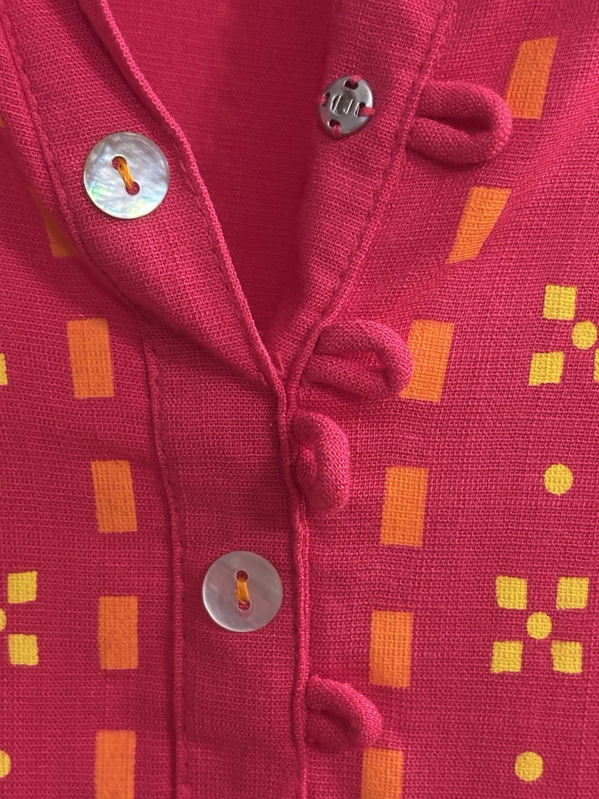 Ochre Girls 9/10 Pink Orange Geometric Kurta Tunic Top Boho 3/4 Sleeve Pockets