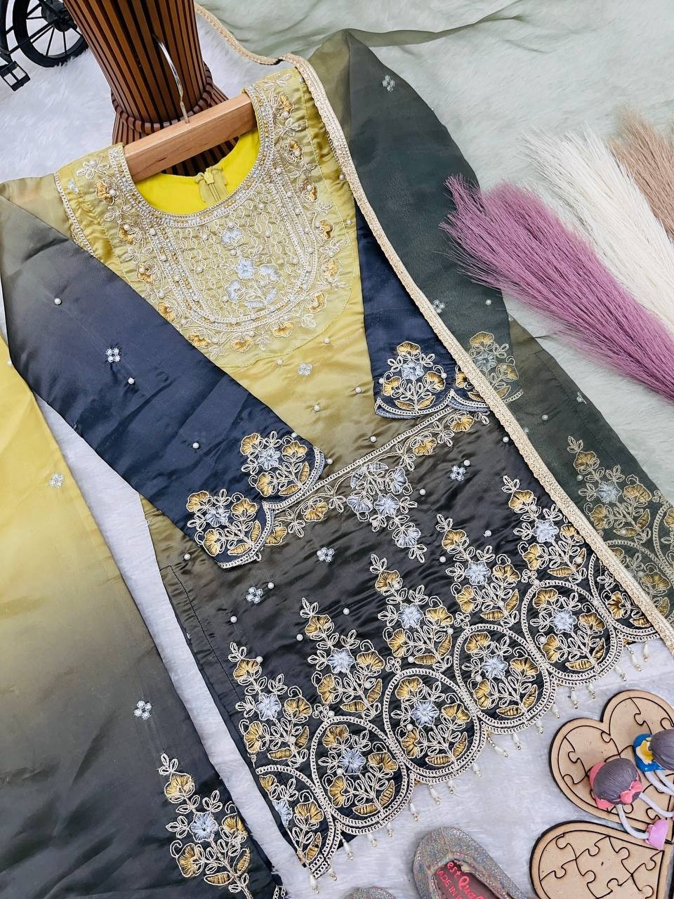 Designer Baby Girls Palazzo Suit with Digital Print & Moti Work
