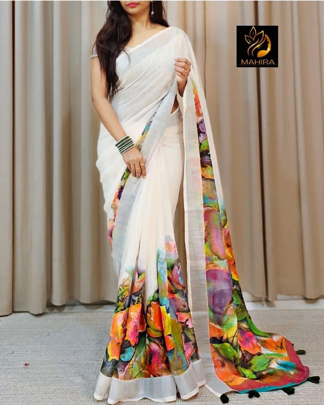 Women’s Pure Soft Cotton Saree Linen Silk Sarees