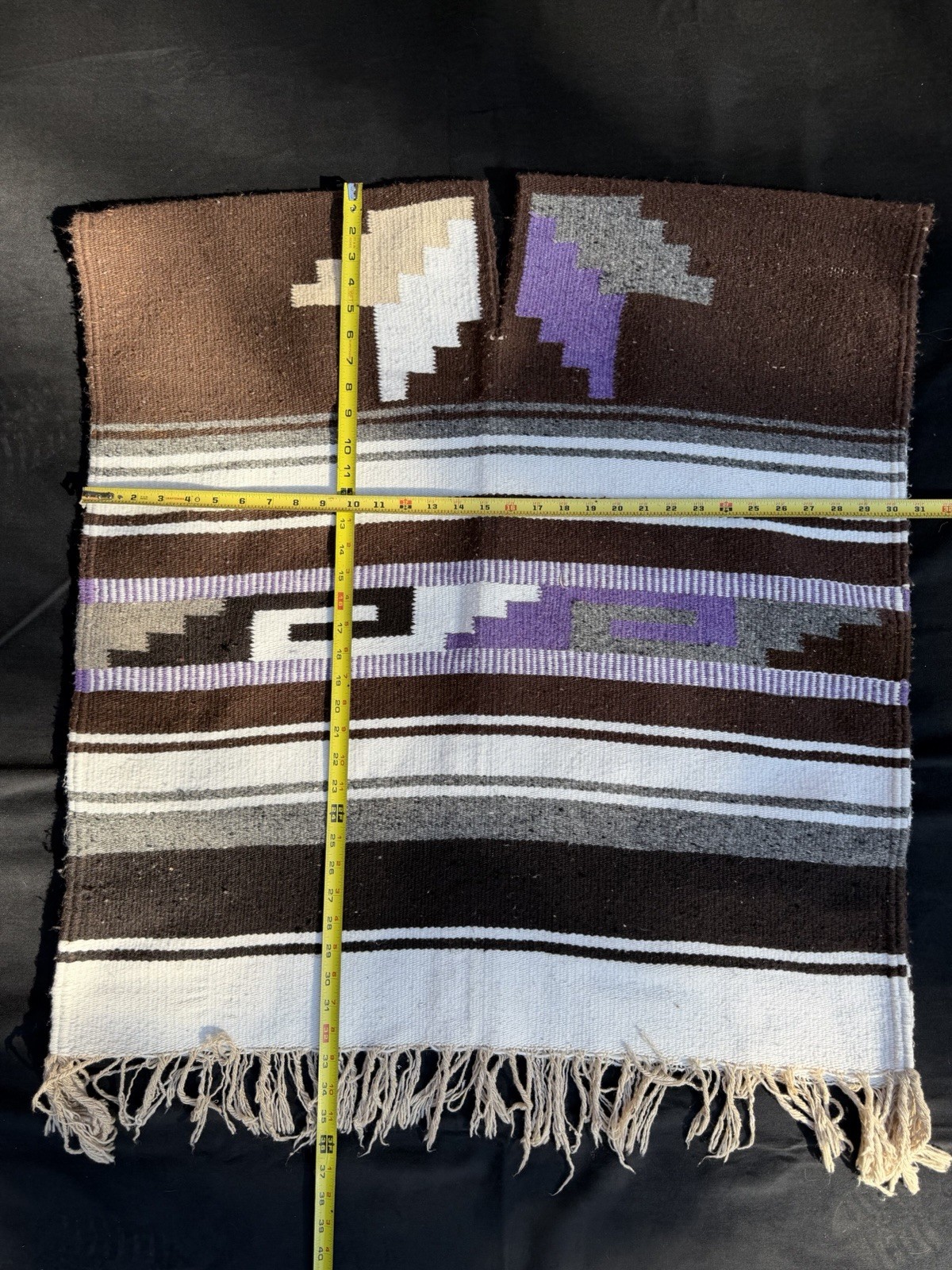 Tradtional Mexican Falsa Blanket Poncho Serape With Fringe Western Cowboy OSFM