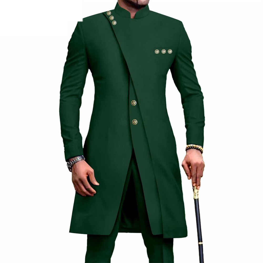 Men’s African 2 Piece Set Traditional Shirt and Pants Set Suit Middle East Suit