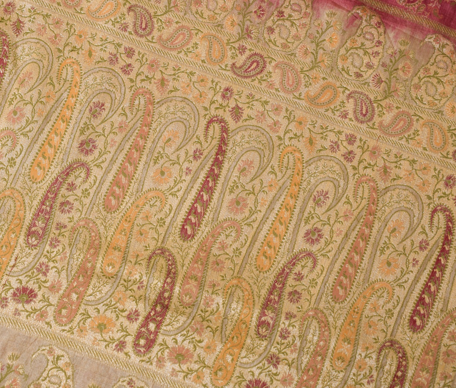 Sushila Vintage All Over Woven Saree 100%Pure Tussar Silk Maroon 5YD Sari Fabric