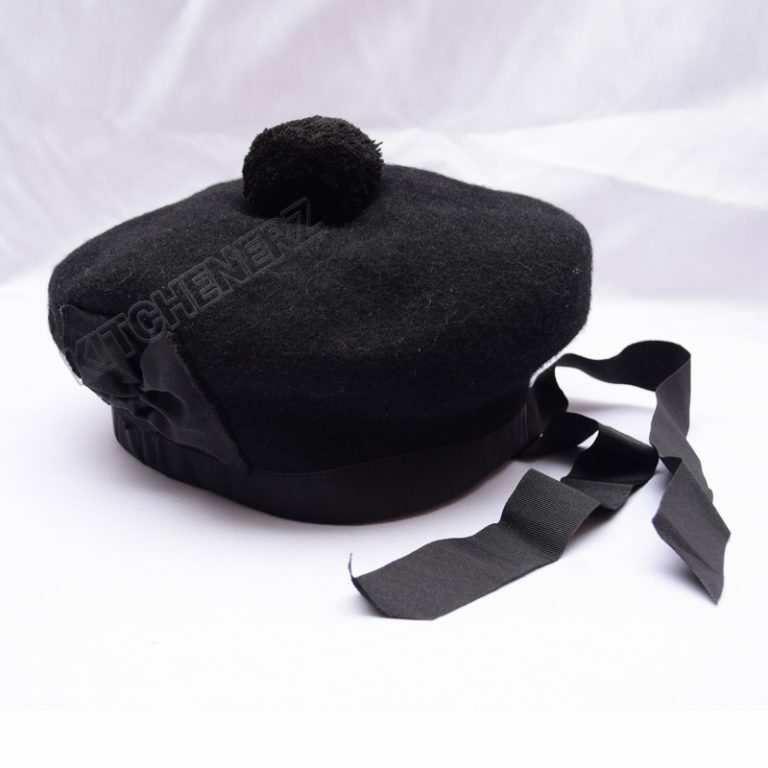 New! Scottish Black Balmoral Hat