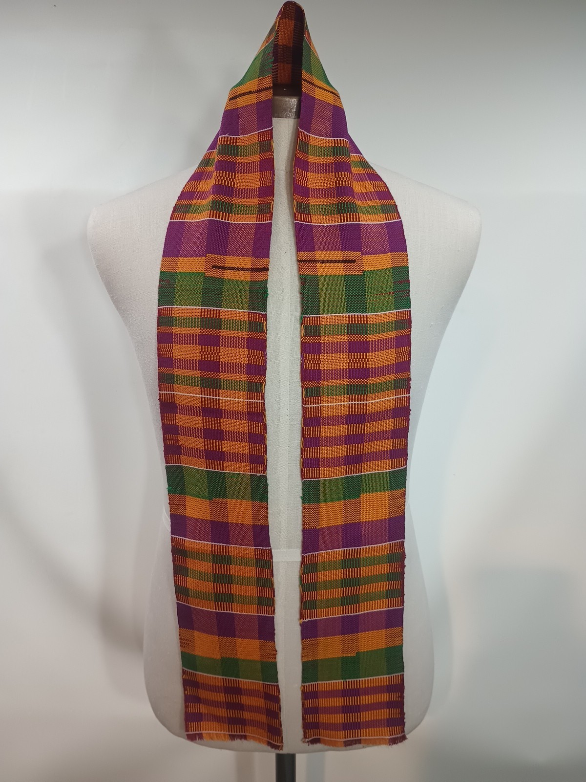 Traditional Kente Cloth Stole Sash Purple Multicolor Ceremonial
