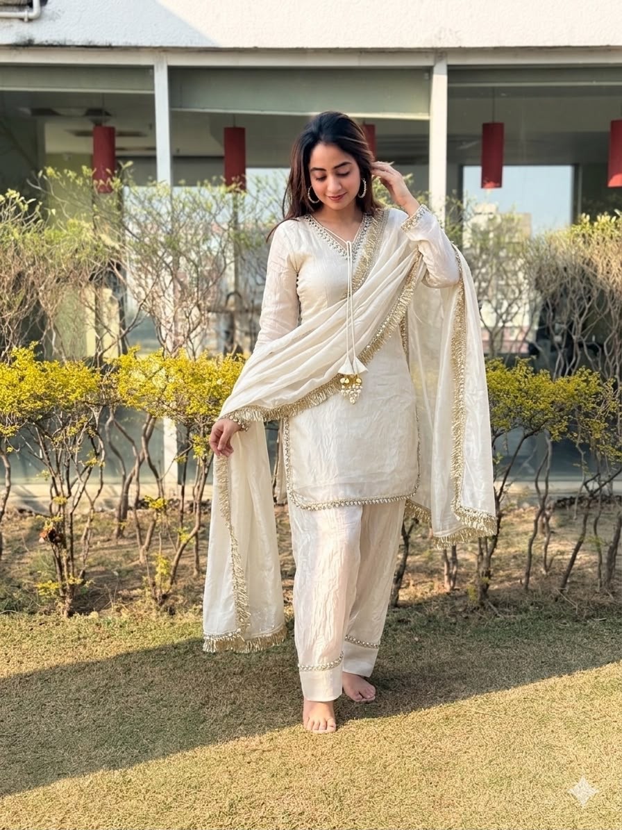 Women’s Kurta Salwar Set with Embellished Dupatta | Ready-to-Wear Ethnic Outfit