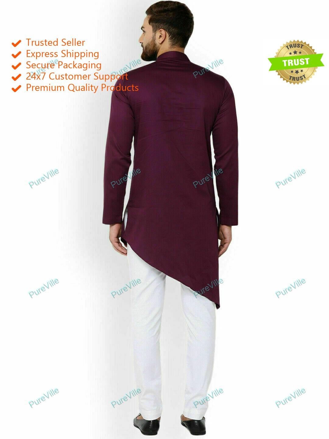 Indian Bollywood Design Kurta Traditional Mens Cotton Ethnic Classic Style