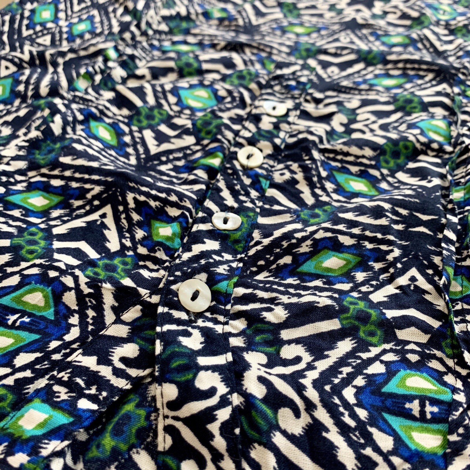 AVAASA Womens Tunic Blue Navy Print Kurta Indian Dress 3/4 Sleeve XS NEW