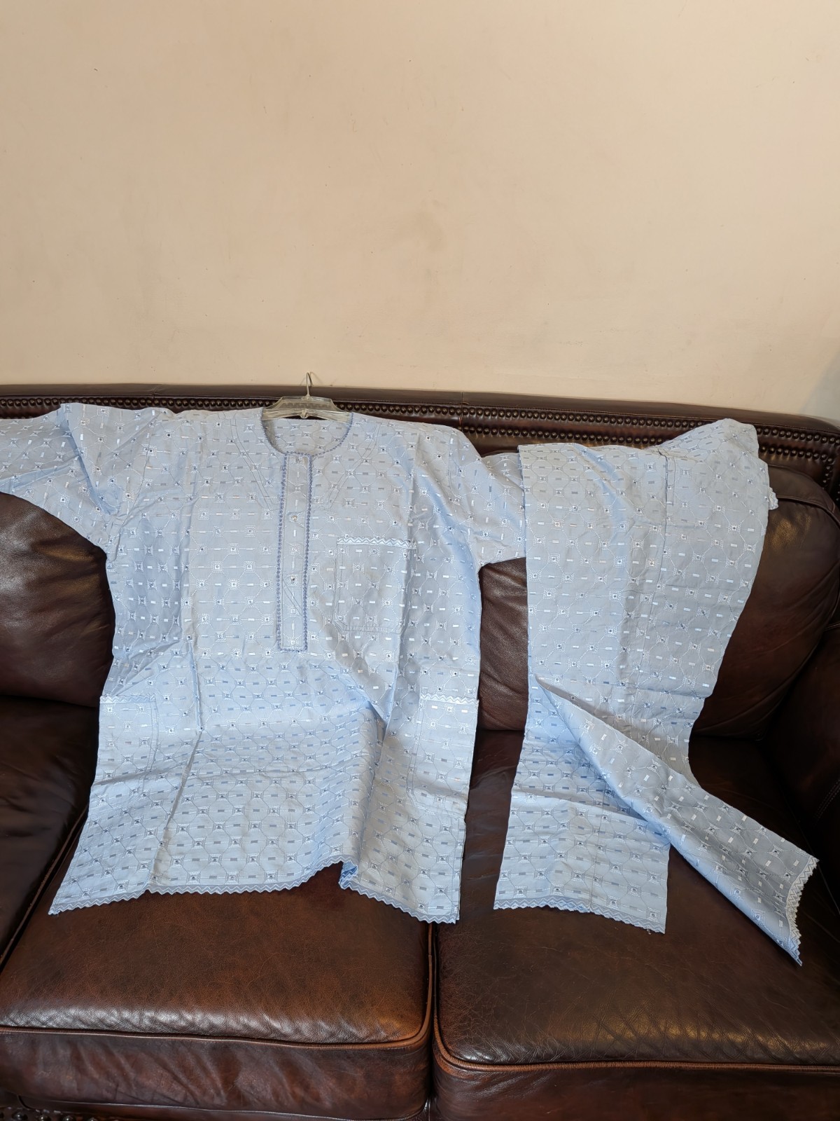 African Men Two Piece Lace Print Top & Pants (Buba & Shokoto), Nigerian style.