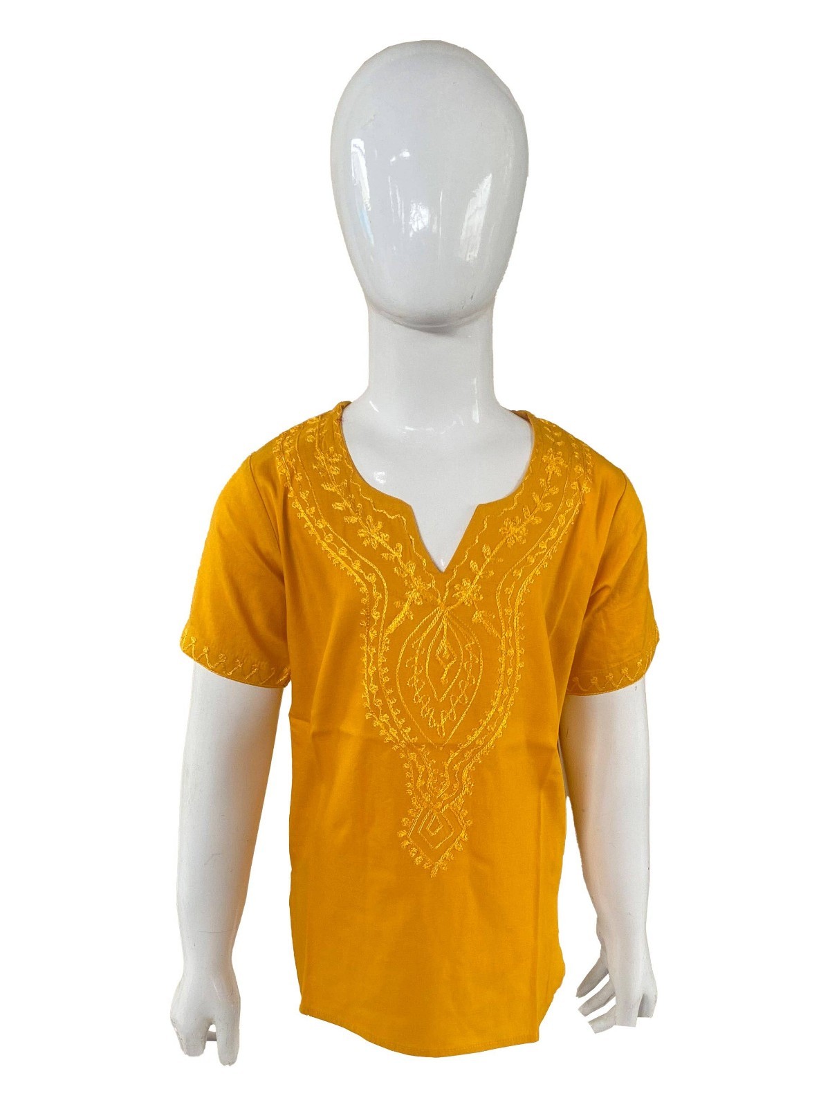 Kids Kente Cotton Shirt Size 2T Mustard Half Sleeve Top