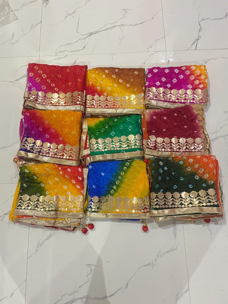 10 pc mix lot of Womens Jaipur Rajasthani Bandhej Art Silk Dupatta