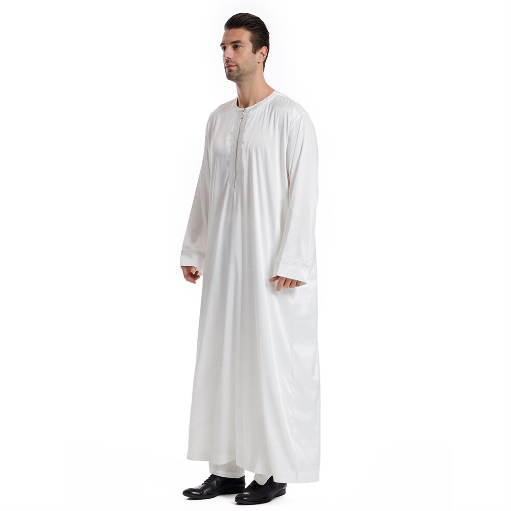 Muslim Men Saudi Abaya Kaftan Thobe Jubba Thoub Robe Dress Dishdasha Arab Gown