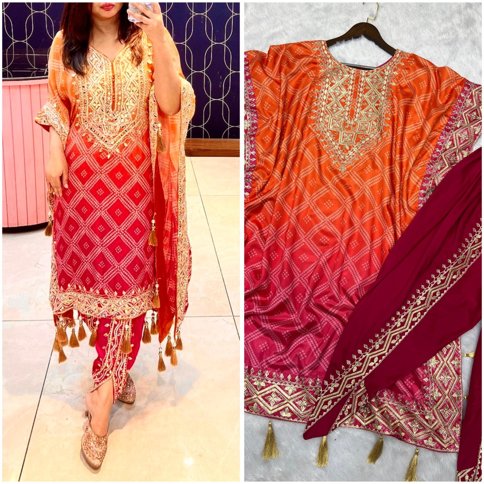 BOLLYWOOD SUIT PAKISTANI INDIAN WEDDING DHOTI KAFTAN SALWAR KAMEEZ PARTY WEAR