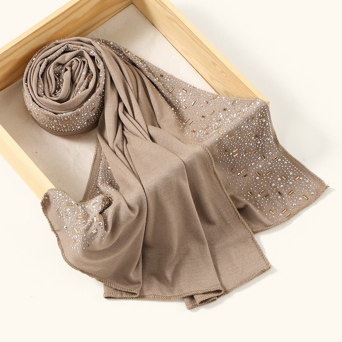 Dubai Women Hijab Shawl Long Scarf Elegant Malaysia Solid Color Diamond Scarves