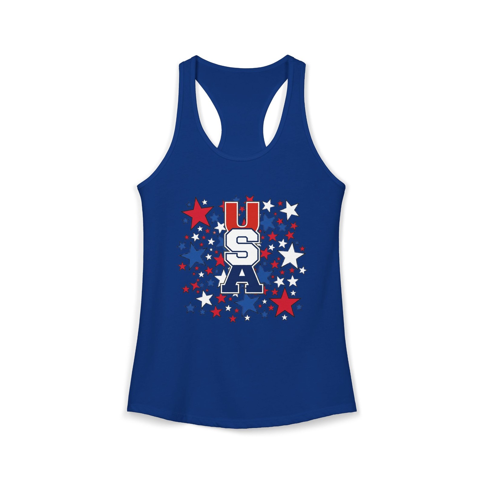 Women’s USA Red White & Blue Stars Ideal Racerback Tank