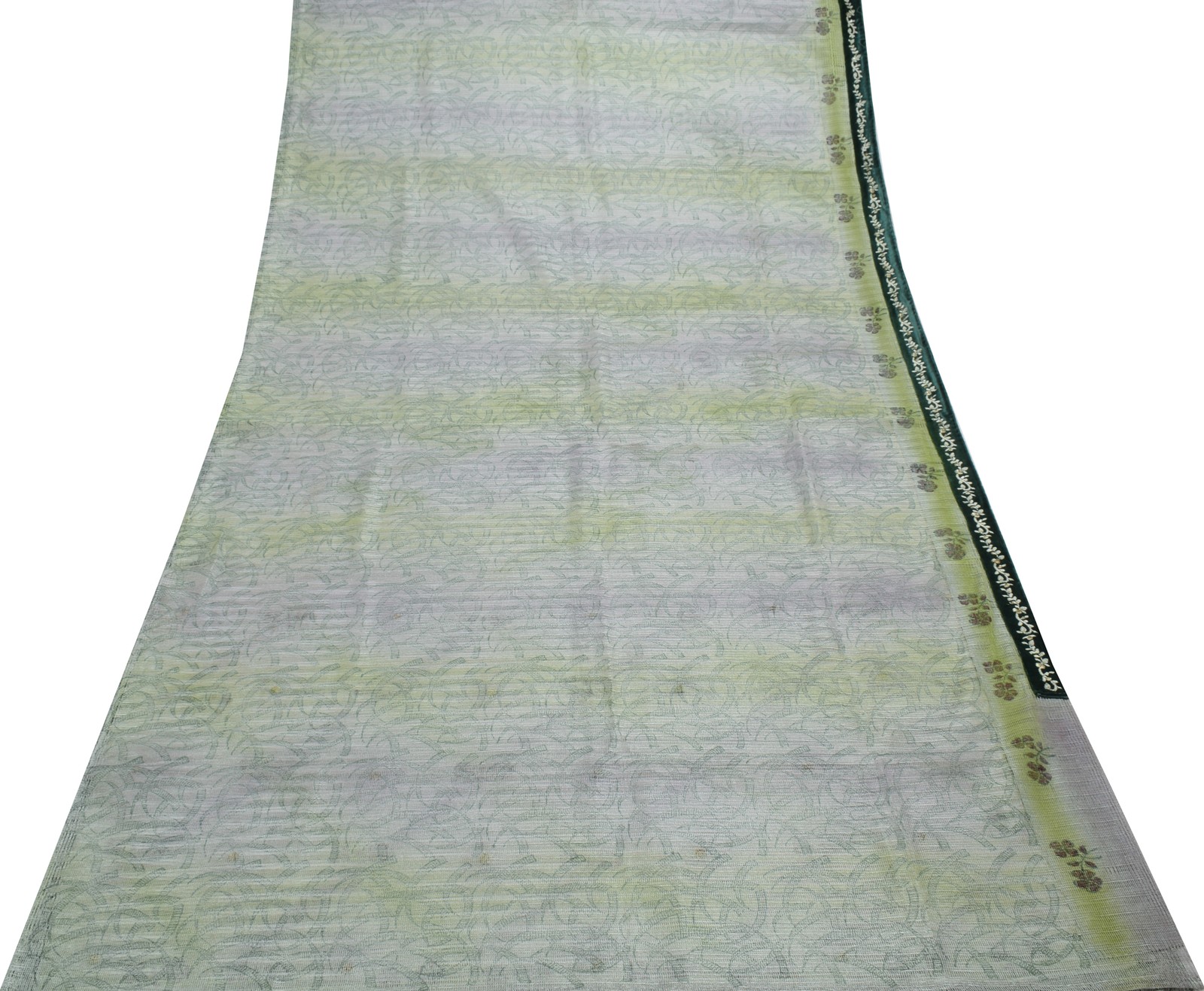 Sushila Vintage Indian Saree Net Mesh Hand Beaded Zardozi & Printed Sari Fabric
