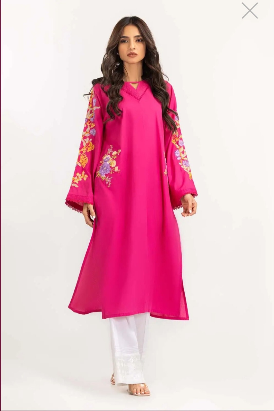 NEW GUL AHMED Size M Embroidered Cambric Shirt Pakistani Designer Indian