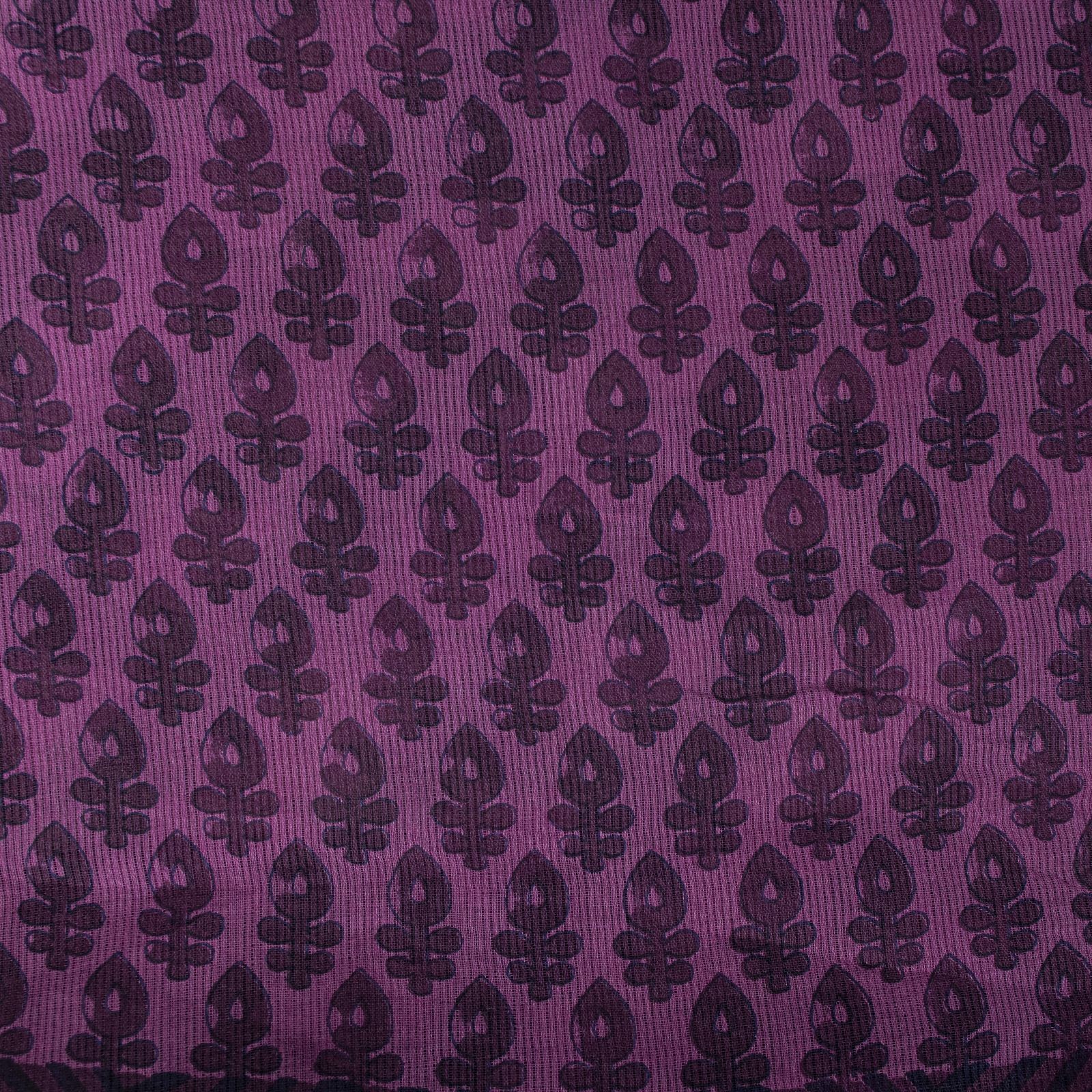 Sanskriti Vintage Saree Violet Pure Cotton Floral Printed Sari 5Yd Craft Fabric