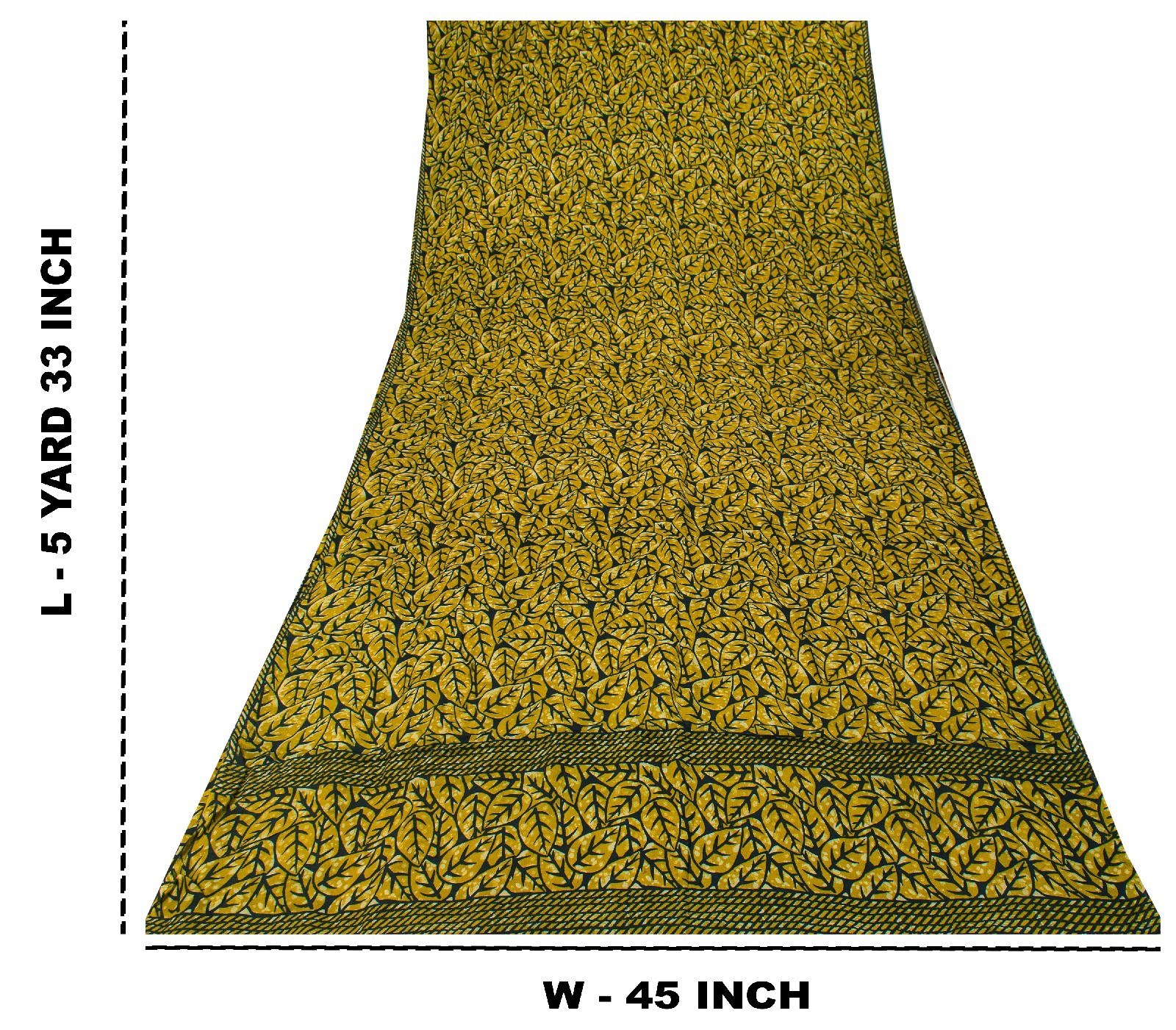 Sanskriti Vintage Soft Green 100% Pure Crepe Silk Sari Leaf Printed Saree 5.5Yd