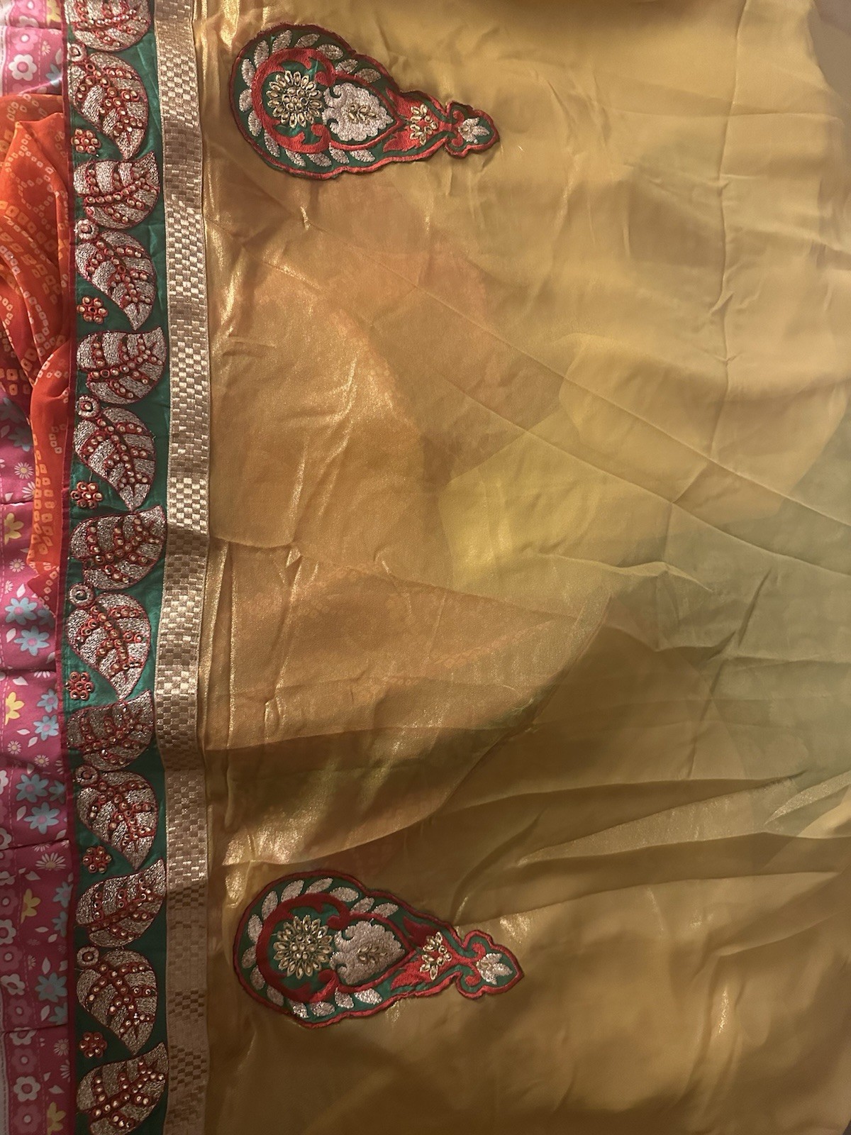 Indian Unstitched Chaffon Sari With Blouse- No Peti Coat- Beautiful Indian