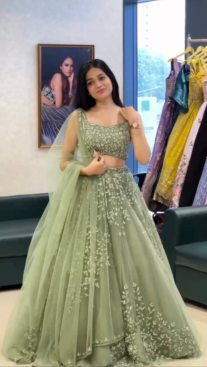 Premium Designer Butterfly Net Lehenga Choli With Dupatta For Wedding Wear