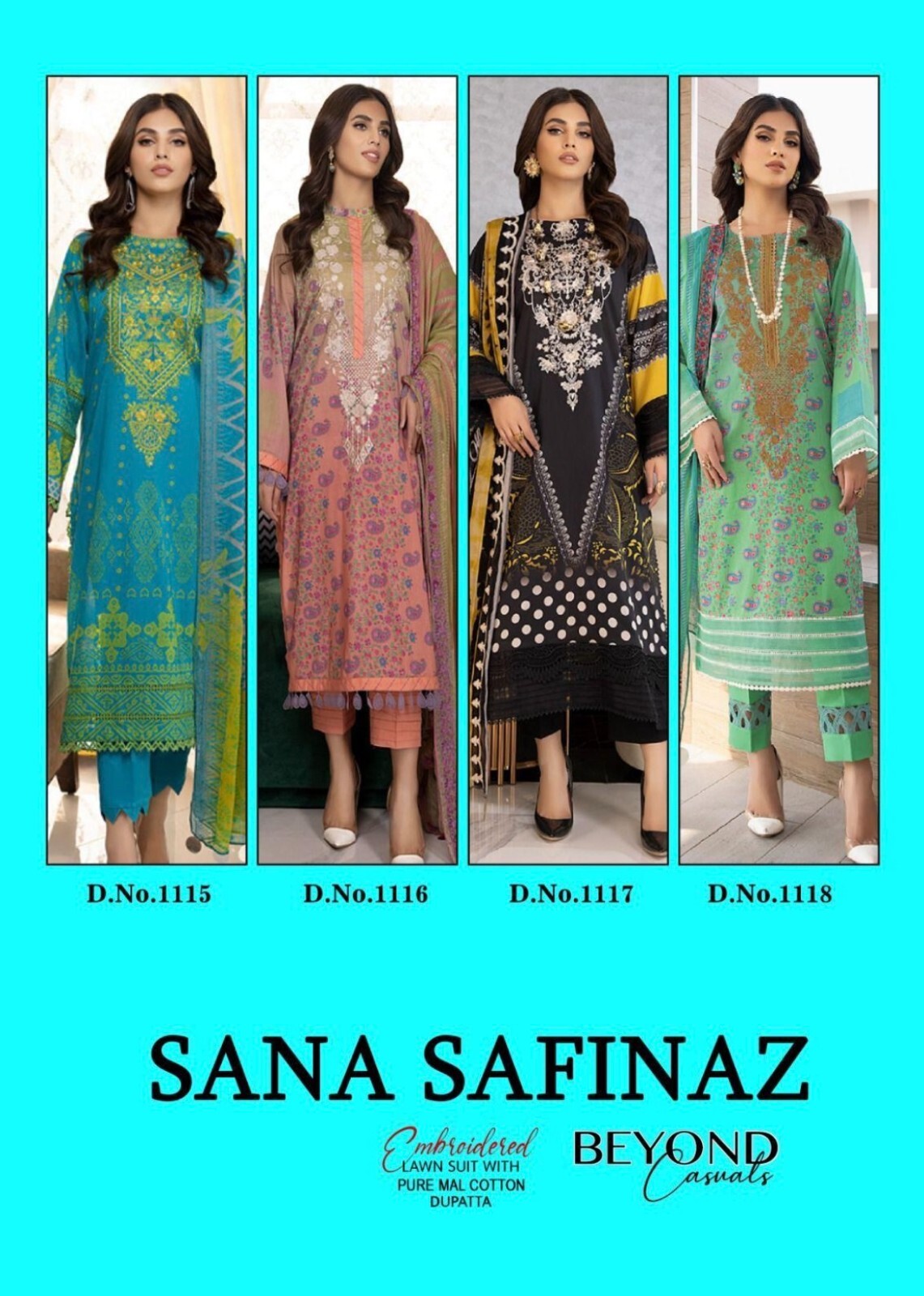 NEW Sana Safinaz pakistan embroidered salwar kameez in size M-38 3pc pick yours.