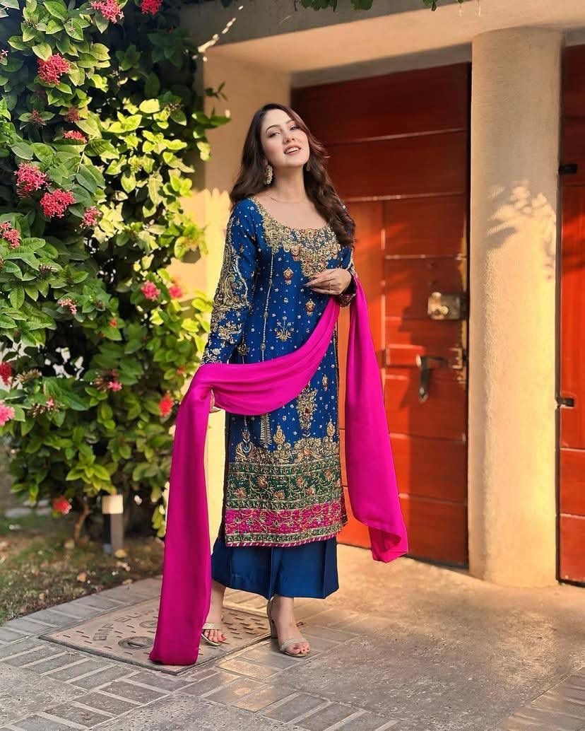 Indian Designer Beautiful Kurti Pant Set Bollywood Wear Salwar Kameez Set Suit