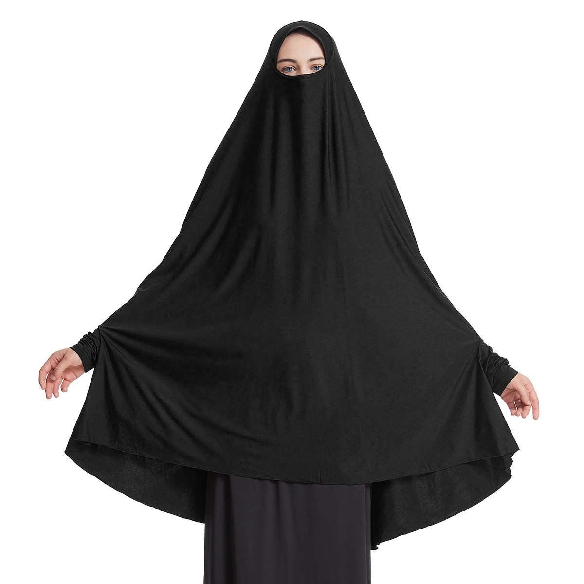 Prayer Khimar Solid Color Turban Muslim Women Hijab Headscarf Large Niqab Burka