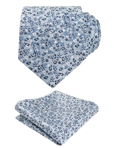 Mens 3.15inches Exquisite Floral Tie with Small Flower Printed A142-blue