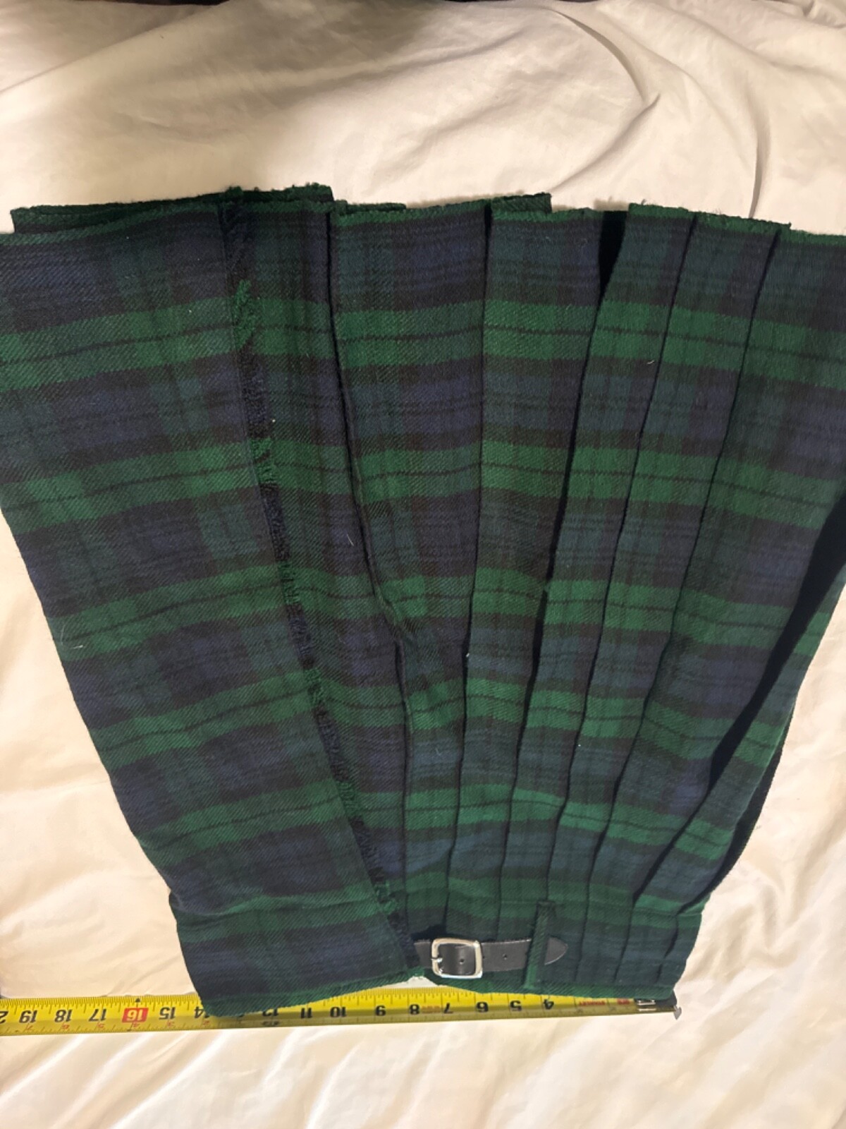 Scottish Design Tartans Green blue Black Plaid Kilt Size 28 Adjustable Strap
