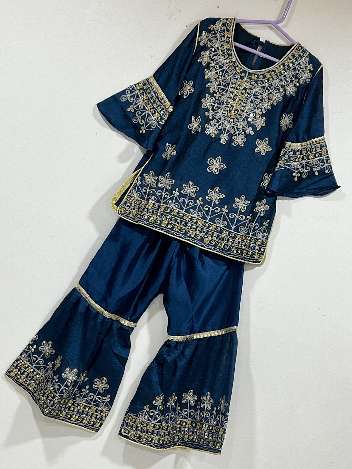 Indian Pakistani Kids Girls sharara,Garara Kurti party wear ethnic dress plazzo