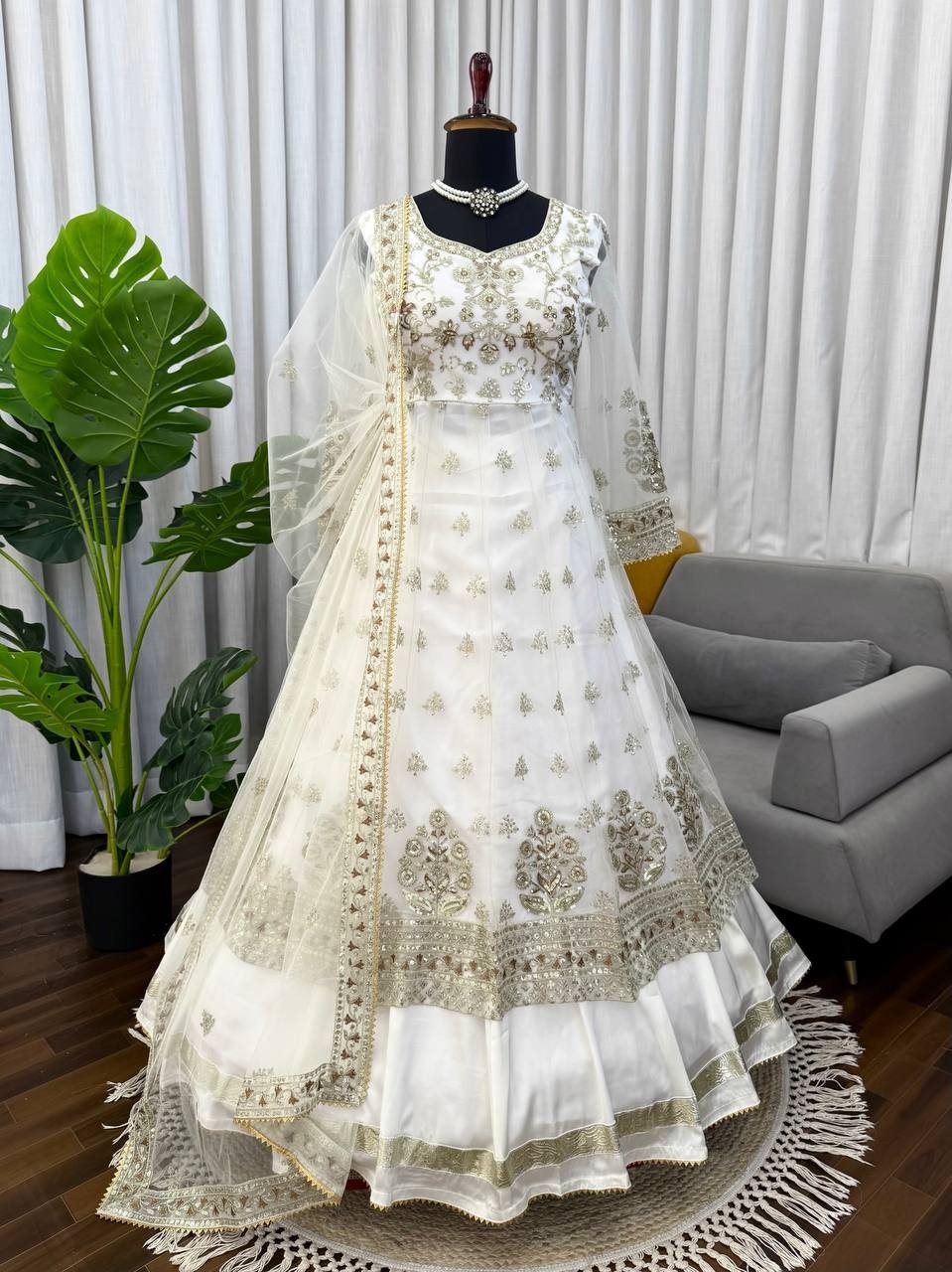 Indian Look Heavy Soft Net White Top Lehenga With Dupatta For Function Wear