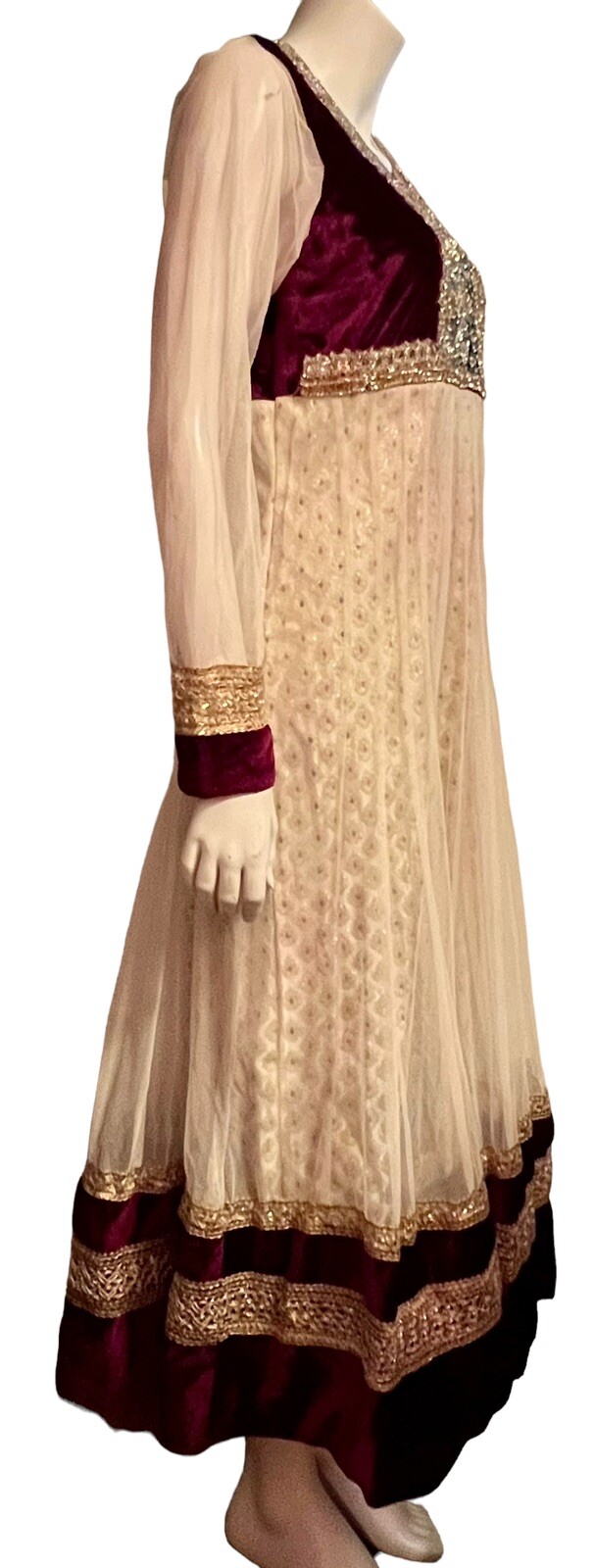 Vidya Fashions Jalandhar City Indian Shalwar Kameez Dress Pant Outfit Burgundy S