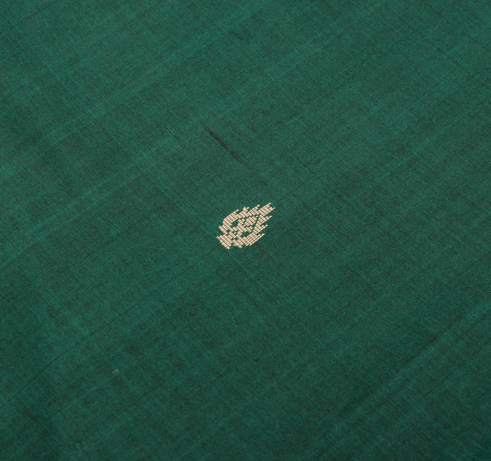 Sushila Vintage Dark Green Saree Pure Cotton Peacock Woven Sari Craft Fabric