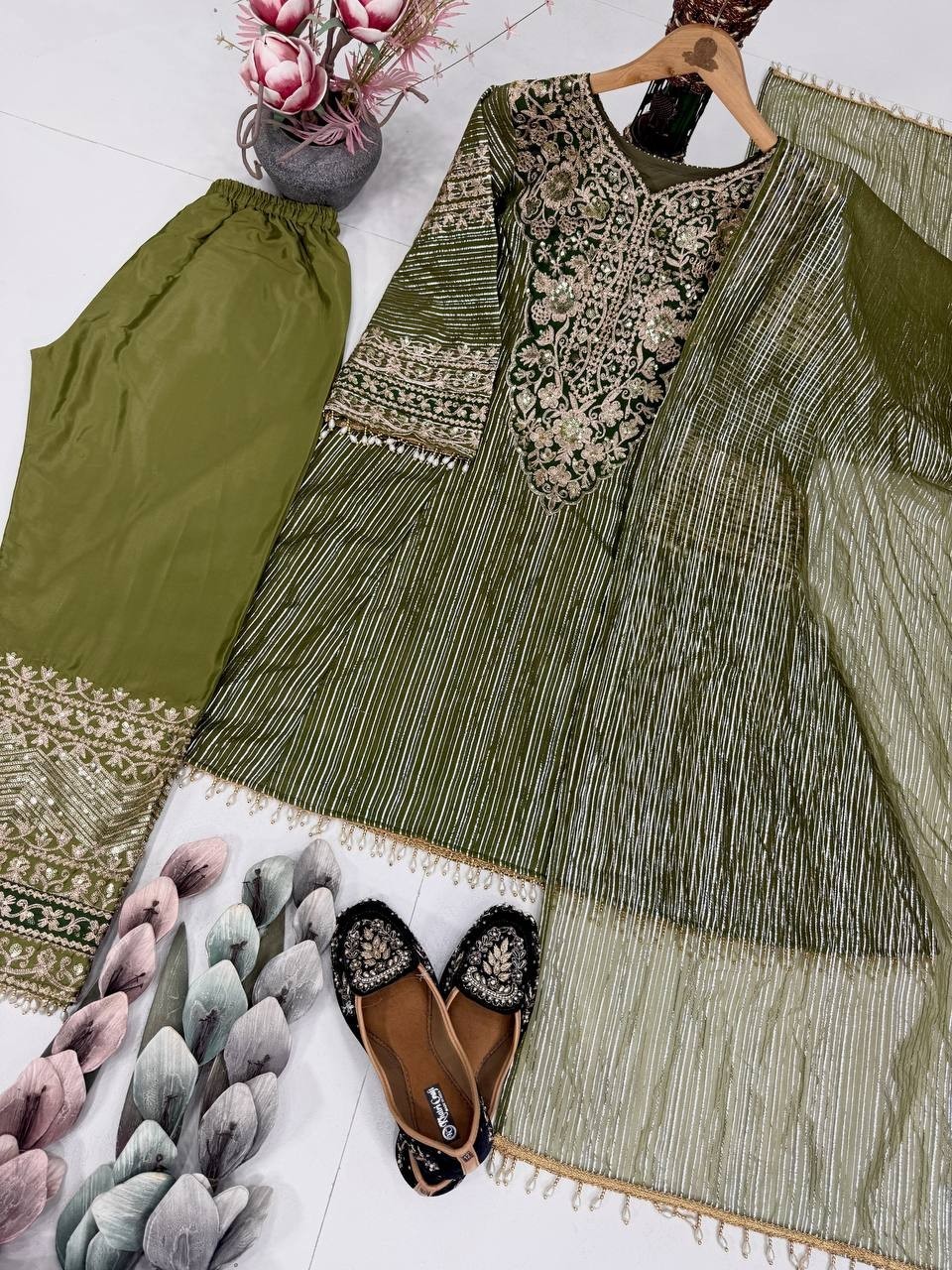 New Designer Nylon Lining Salwar Kameez With Dupatta For Wedding & Party