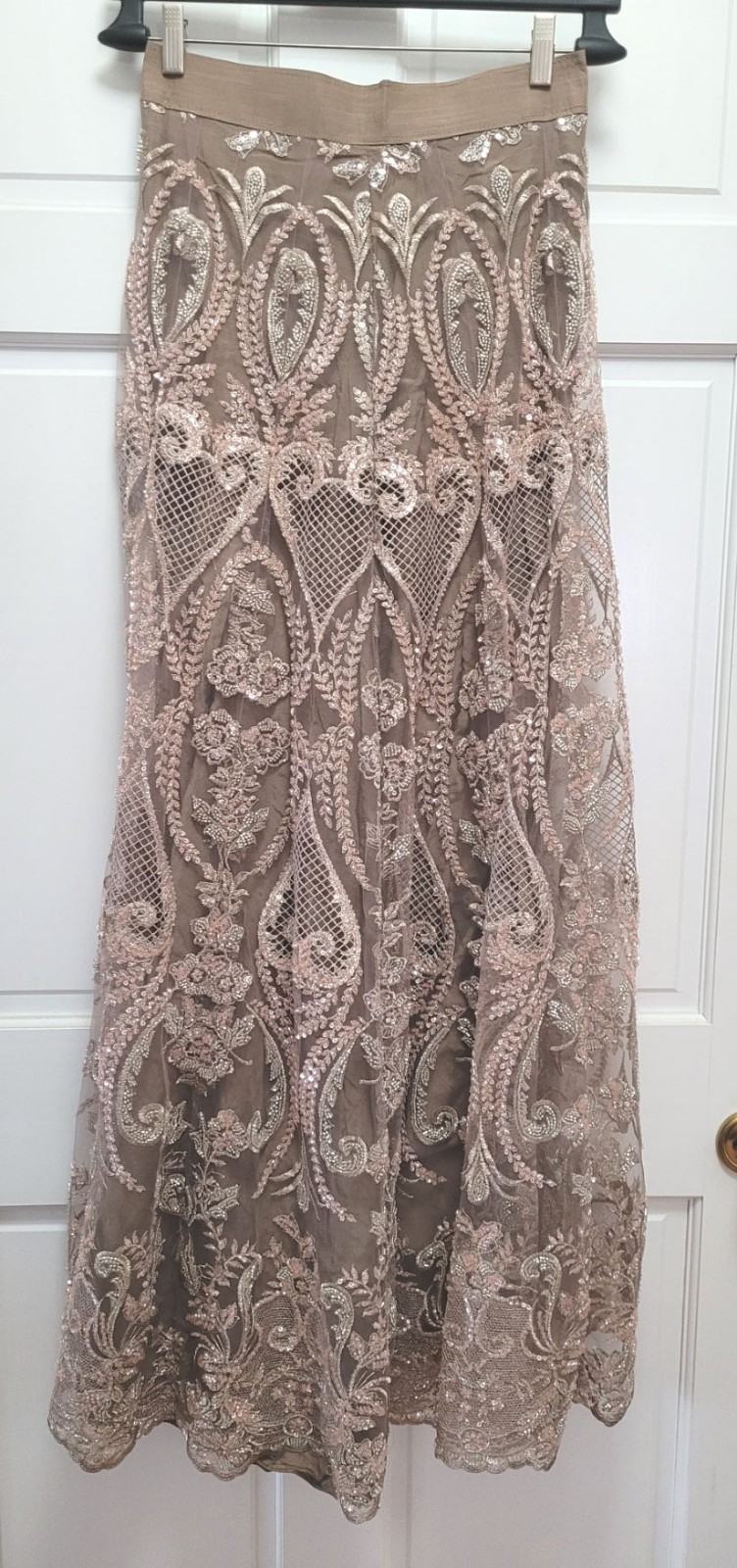 Bollywood Heavy Beaded Silk & Net Lehenga Skirt & Dupatta – Coco & Pink – Small