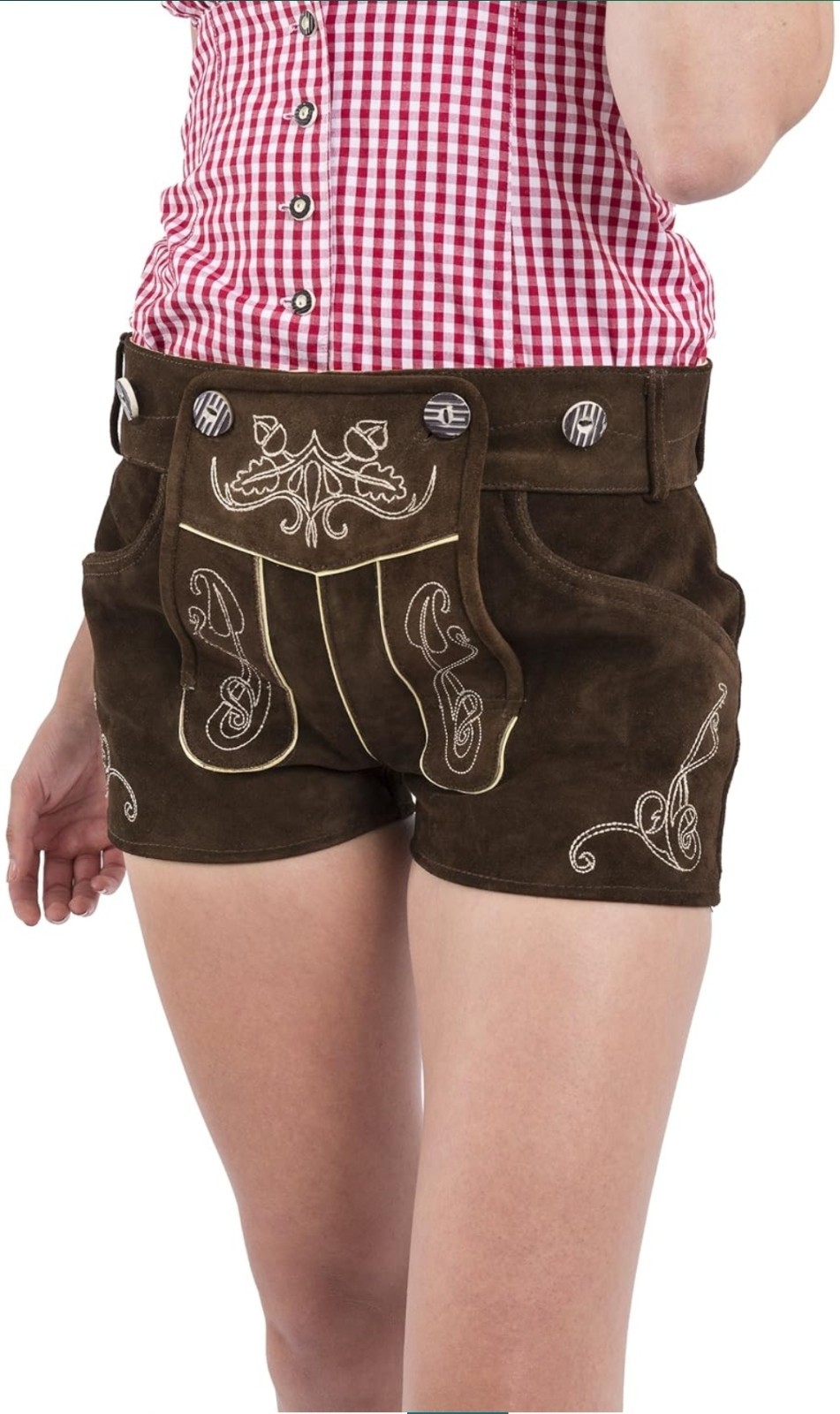 Women’s Original Lederhosen German Bavarian Hotpants – Ladies Trouser Pants – 0