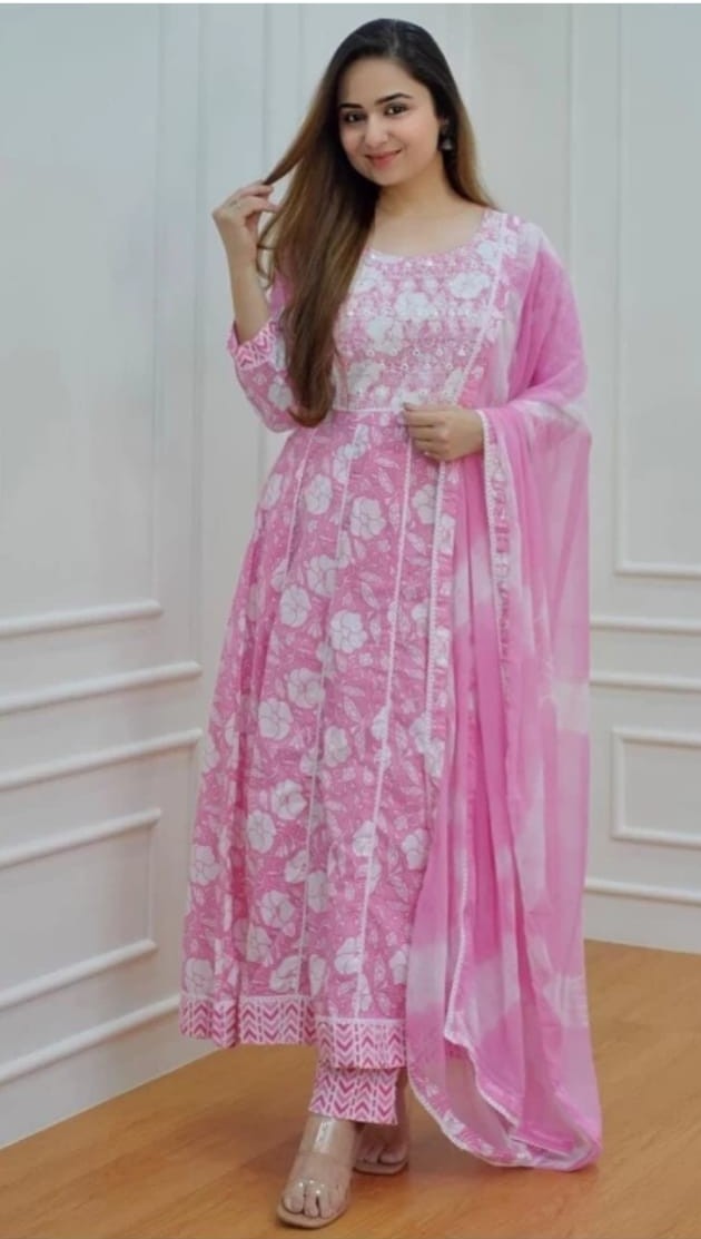 Women’s Embroidered Rayon Kurta Pant Set with Dupatta Indian Ethnic Outfit