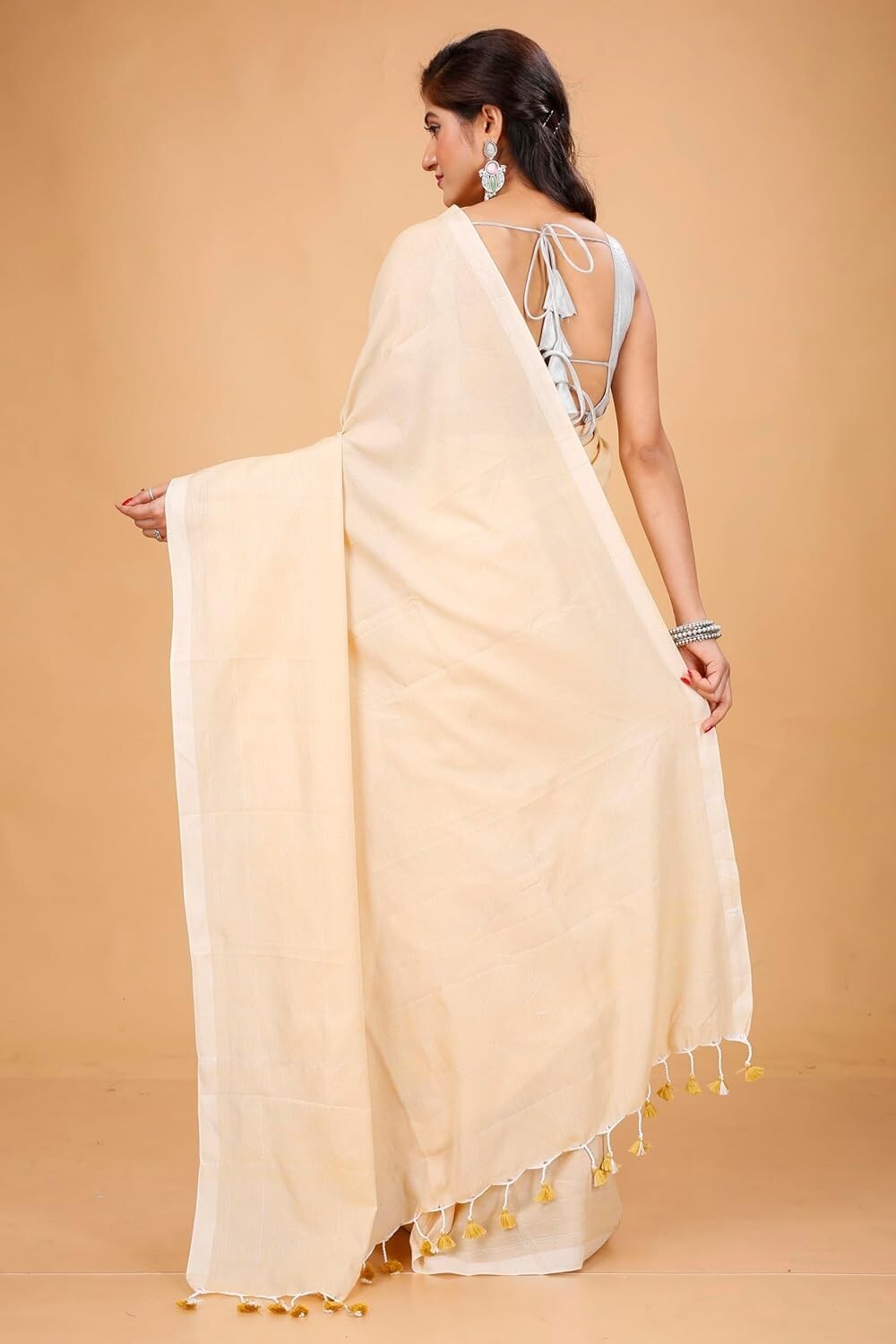 Women’s Traditional Bengal Handloom Pure Cotton Plain Saree