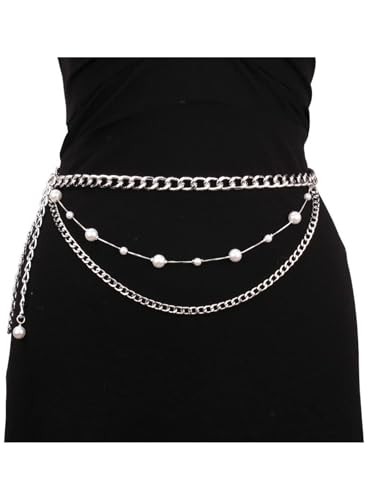 Chain Belt Chain Silver Chain Belt Gold Chain Belt with C2 – Pearl – silver