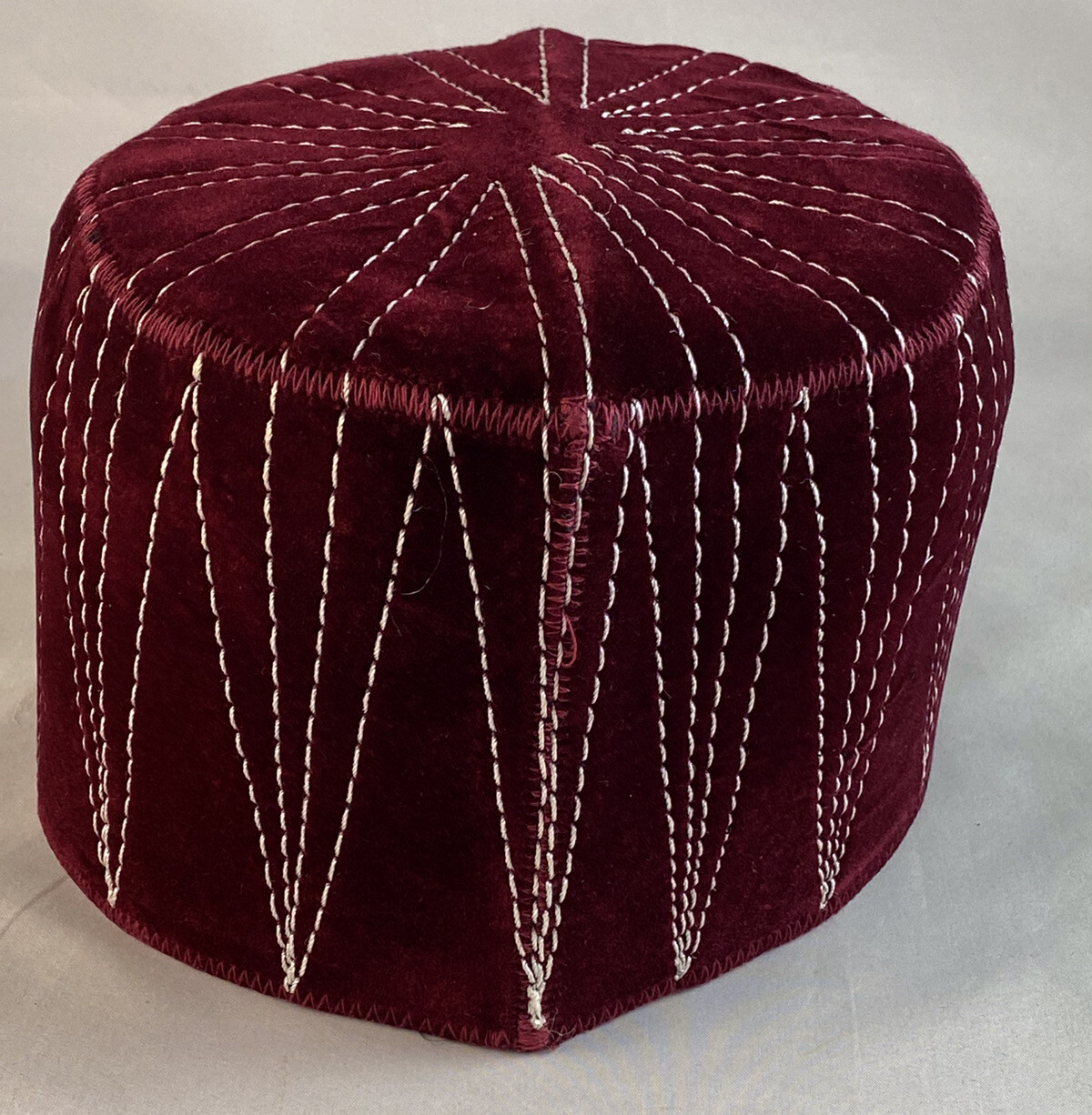 Authentic African Contemporary Native Made Felt Embroidery Fila/ Kufi Hat ~ 22”